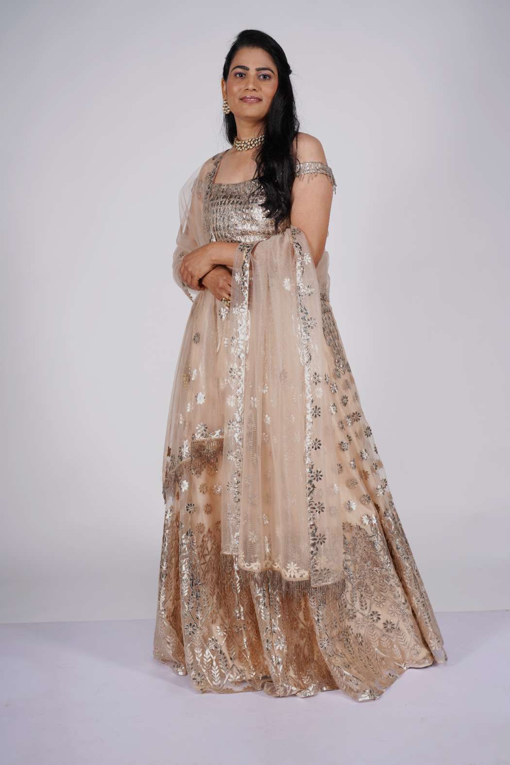 Women’s Net Traditional Boutique Lehenga with Gota Work